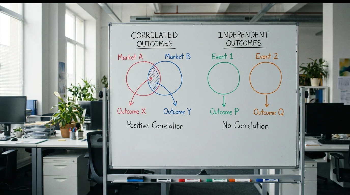 Whiteboard diagram showing correlated and independent accumulator legs