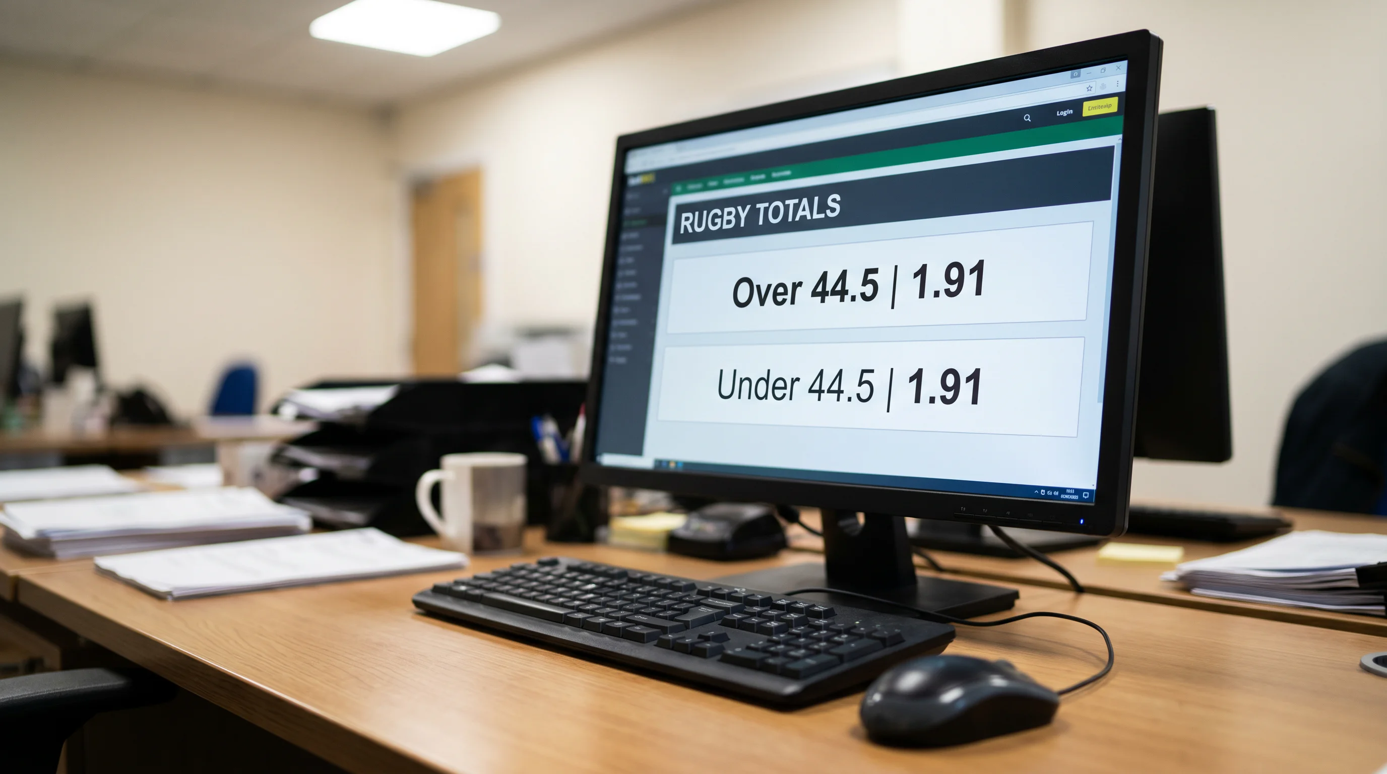 Betting interface showing over/under totals line with odds on both sides